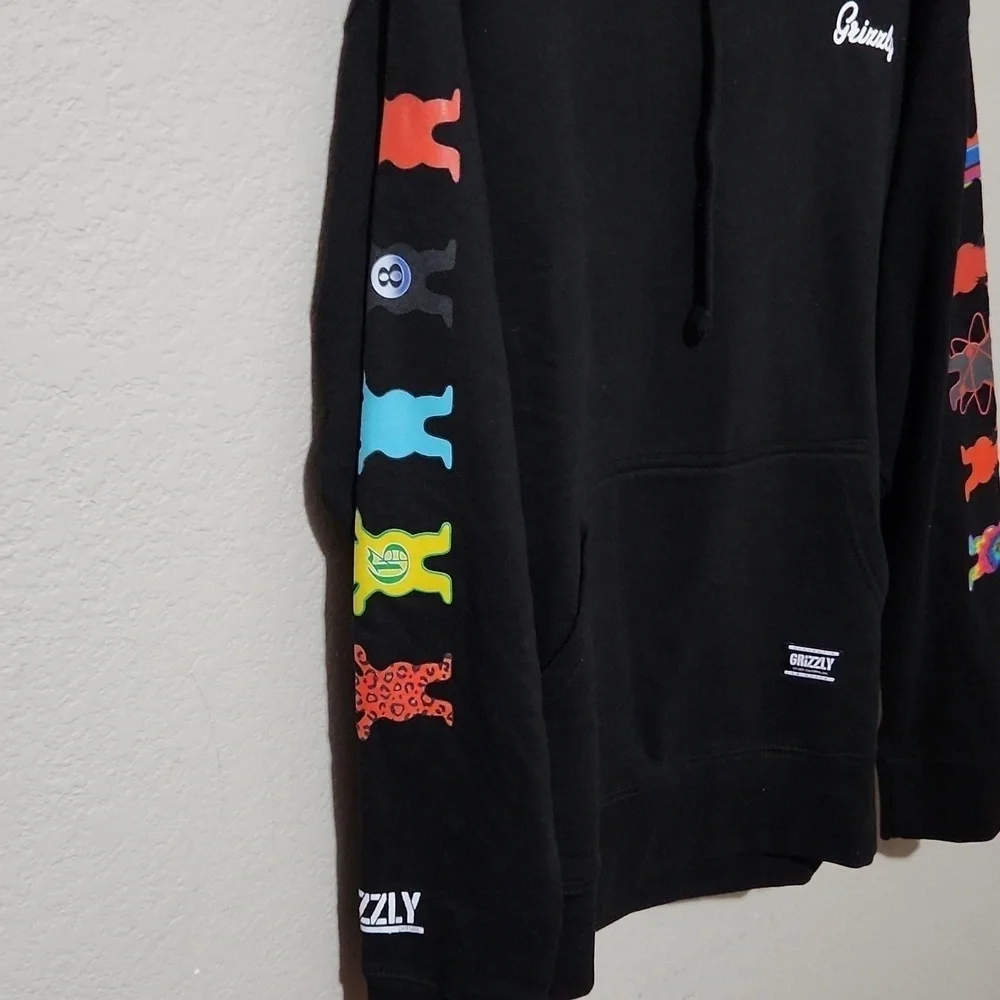 Grateful Dead Hoodie Sweat Shirt Size L Black Hoodie Colorful Bears
